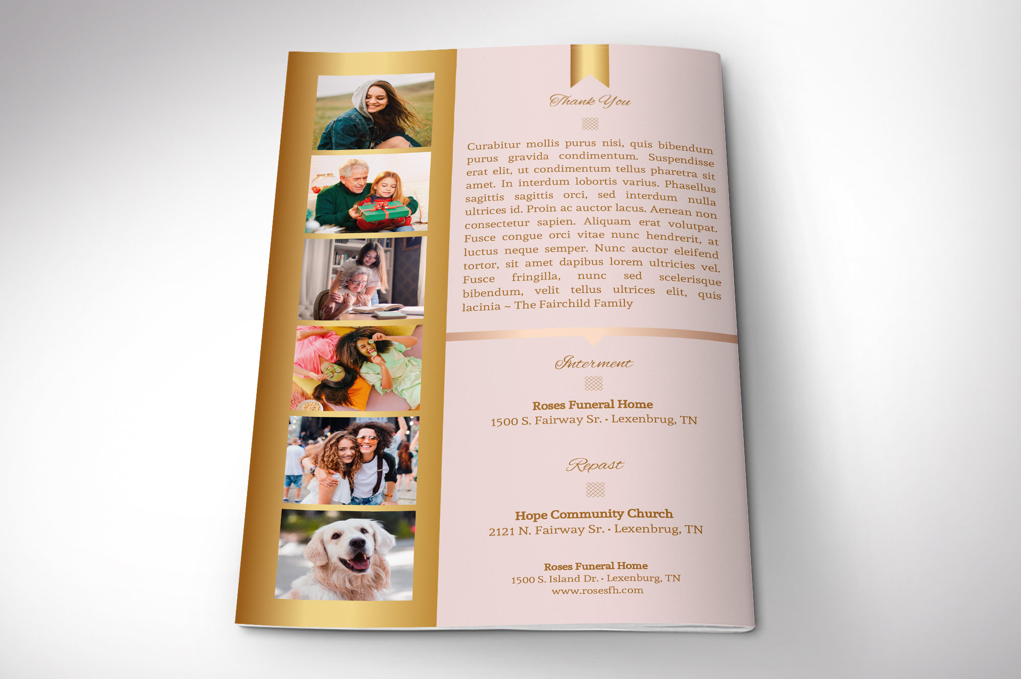 4 Golden Funeral Program 4pgs Program Canva Preview Set Godserv Designs