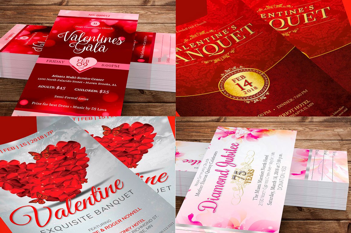 Valentines Gala Flyer and Ticket Templett