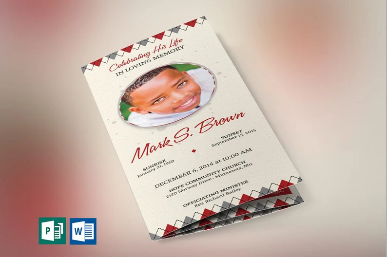 Argyle Trifold Funeral Program Word Publisher