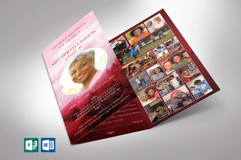 Pink Sky Trifold Funeral Program