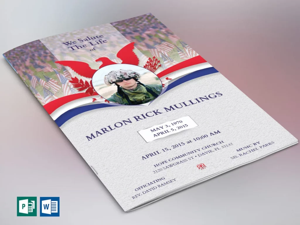 US military funeral programs - bifold