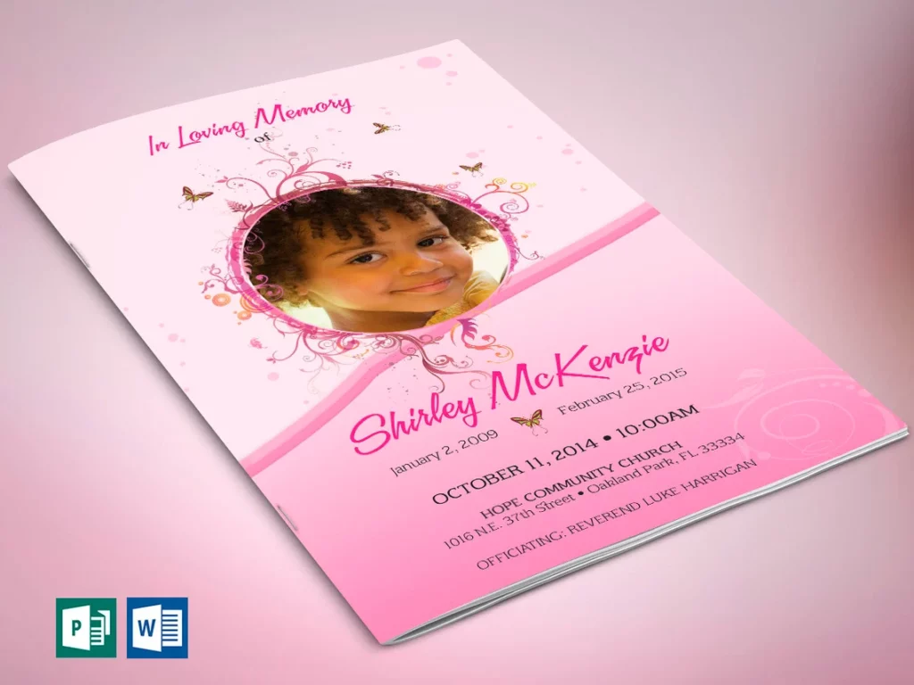 pink fantasy funeral programs for women
