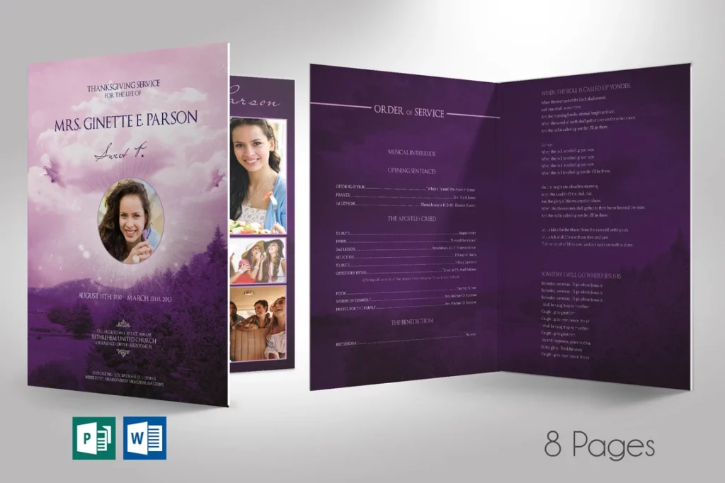 purple sky funeral programs for women