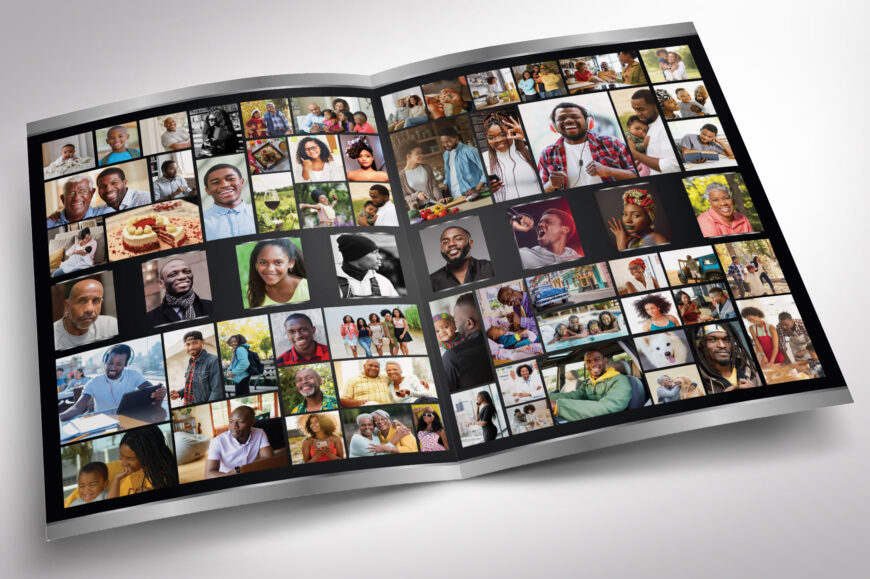 Black Waves Tabloid Funeral Program Canva Template | Black & Silver