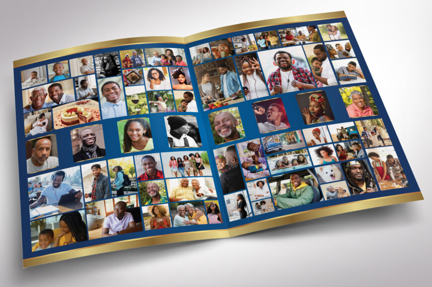 Blue Waves Tabloid Funeral Program Canva Template