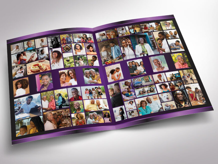 Purple Black Waves Funeral Program Template for Canva