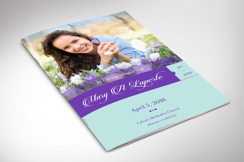 Remember Teal and purple funeral program templates