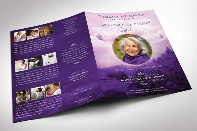 Purple Sky Funeral Program Template