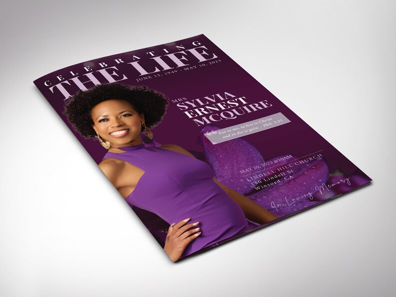 Life purple funeral program templates