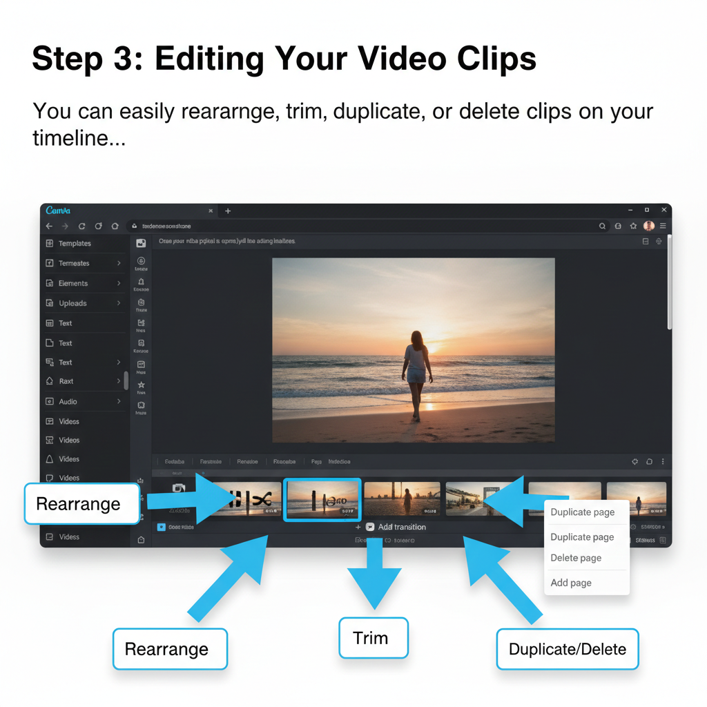 Edit Canva Videos: Editing your video clips
