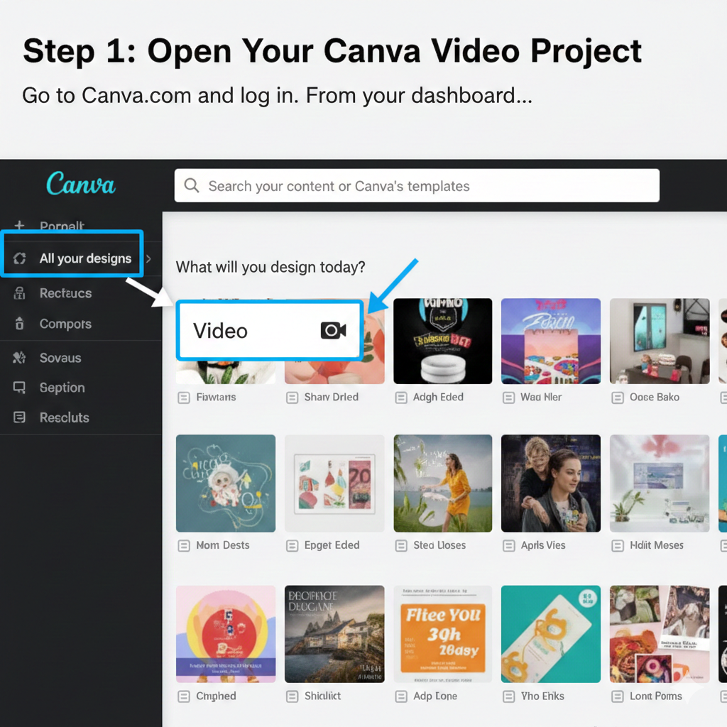 Edit Canva Videos: Screenshot of how to Open Your Canva Video Project