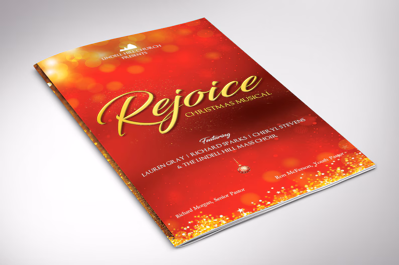 Rejoice Red and Gold Christmas bulletin