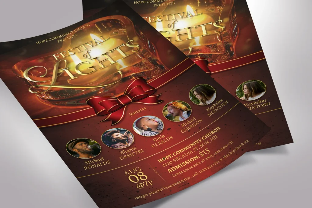 Christmas Musical Flyer Template: Red and Gold Invitation (Digital Download)