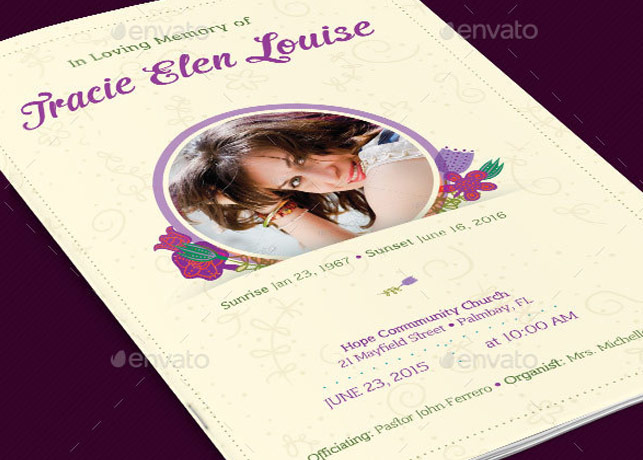 Floral Glory Funeral Program Template