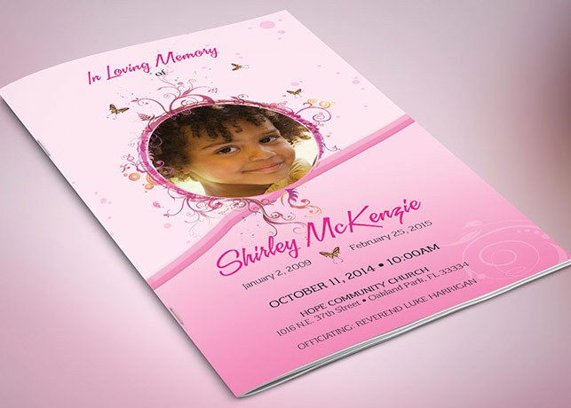 Pink Princess Funeral Program Template – Publisher