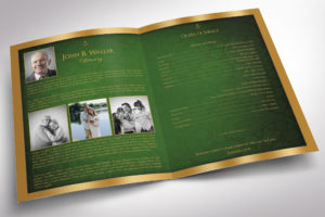 Green Gold Funeral Program Word Publisher Tabloid Template