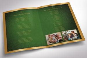 Green Gold Funeral Program Word Publisher Tabloid Template