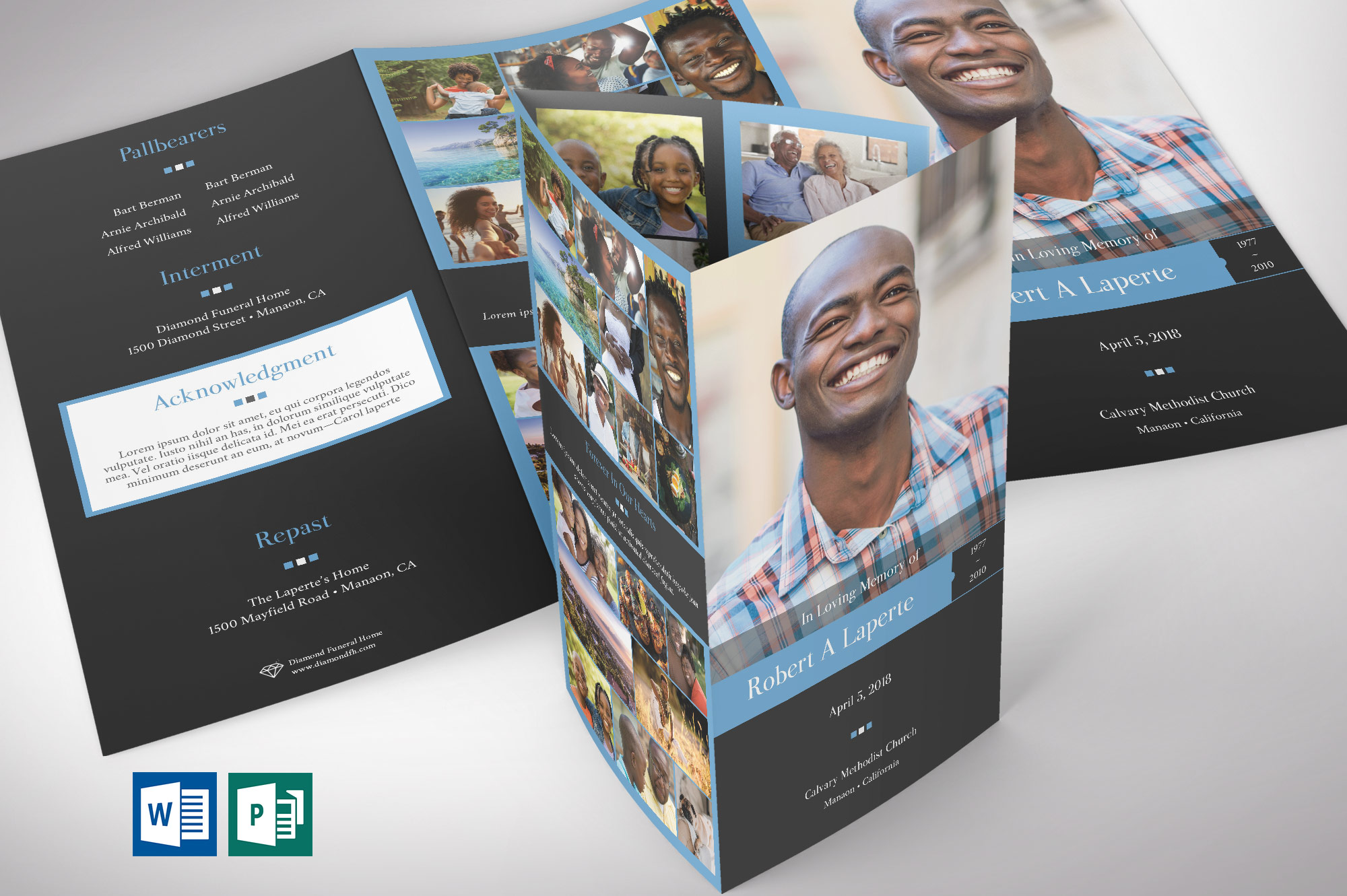 Trifold Funeral Program Template