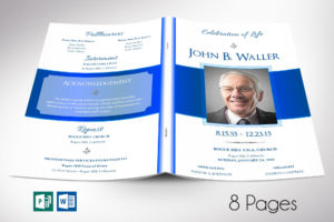 White Blue Funeral Program Word Publisher Template