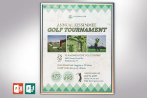 Retro Golf Tournament Poster PowerPoint Publisher Template