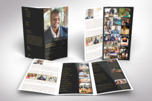 Gold Luxury Tabloid Trifold Funeral Program Word Publisher Template