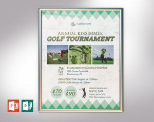 Retro Golf Tournament Poster PowerPoint Publisher Template