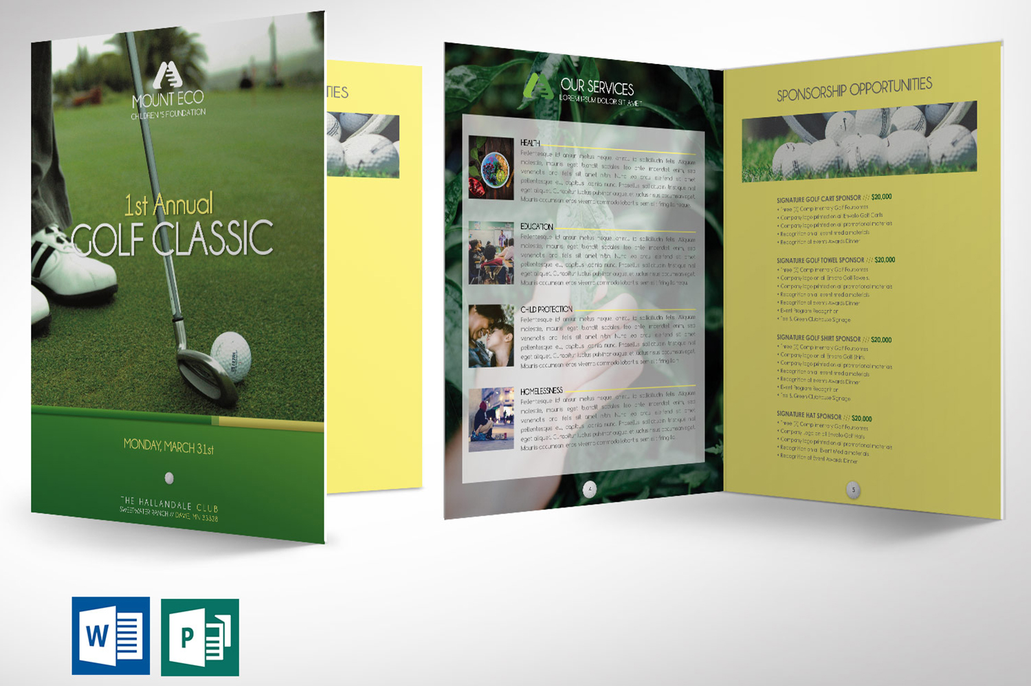 Charity Golf Booklet Word Publisher Template