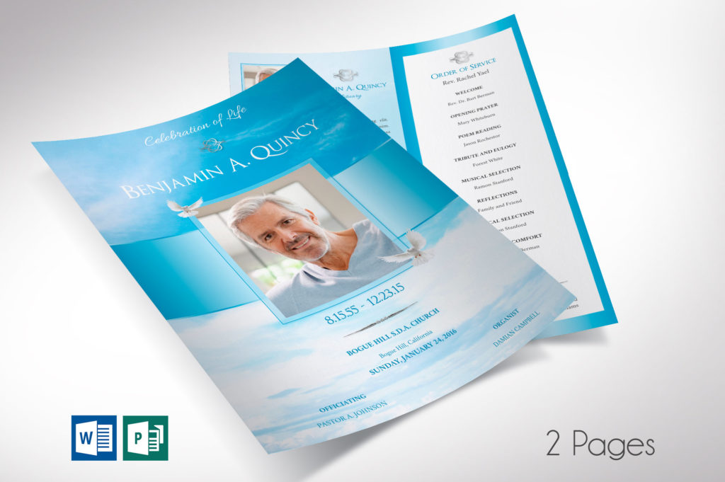 Funral Program Sheet Clouds Single Sheet Funeral Program Word » Godserv Designs