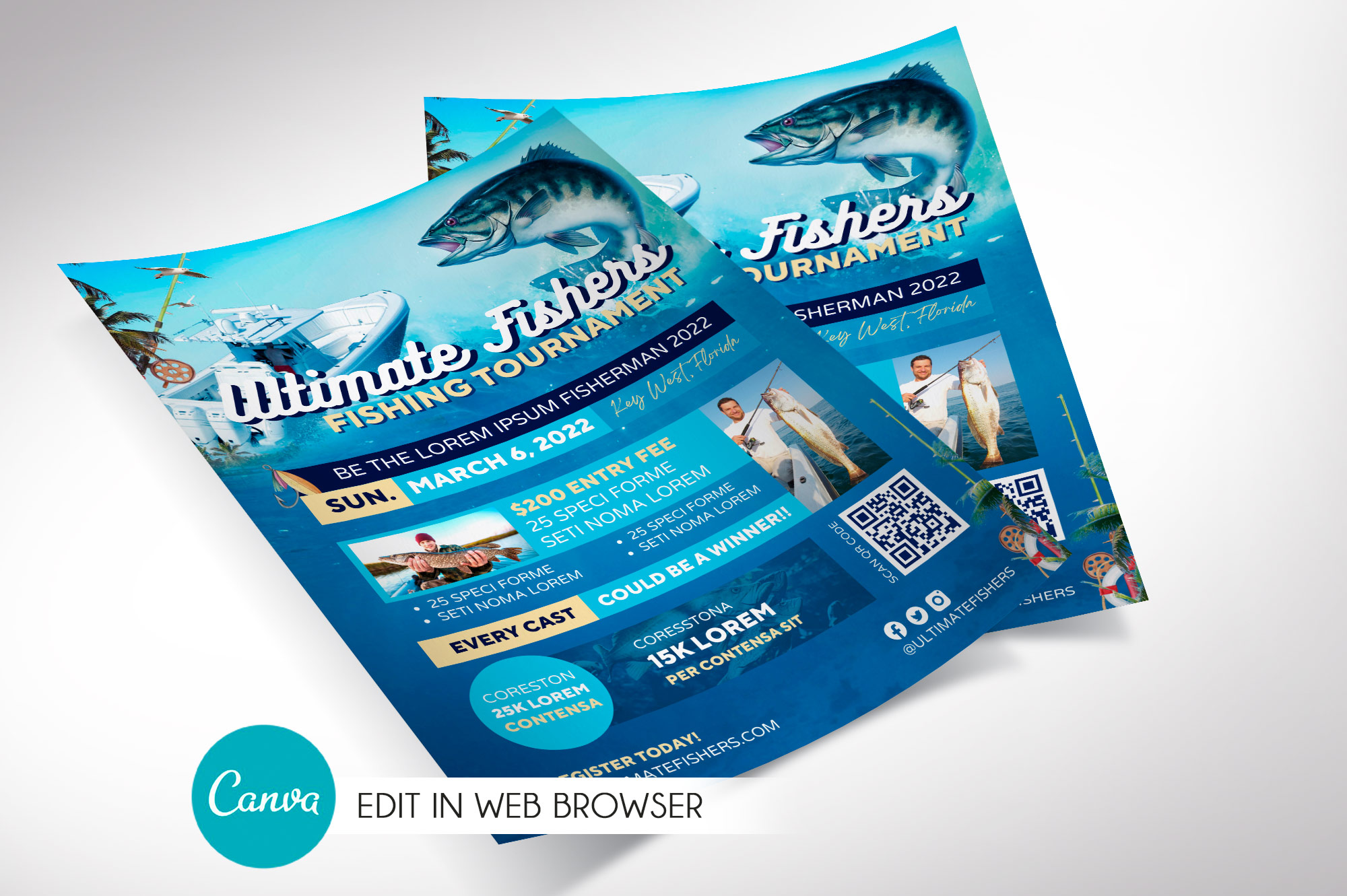 Fishing Tournament Flyer Canva Template