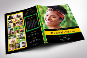 Jamaican 11x17 Funeral Program Canva Template