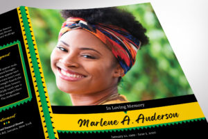 Jamaican 11x17 Funeral Program Canva Template