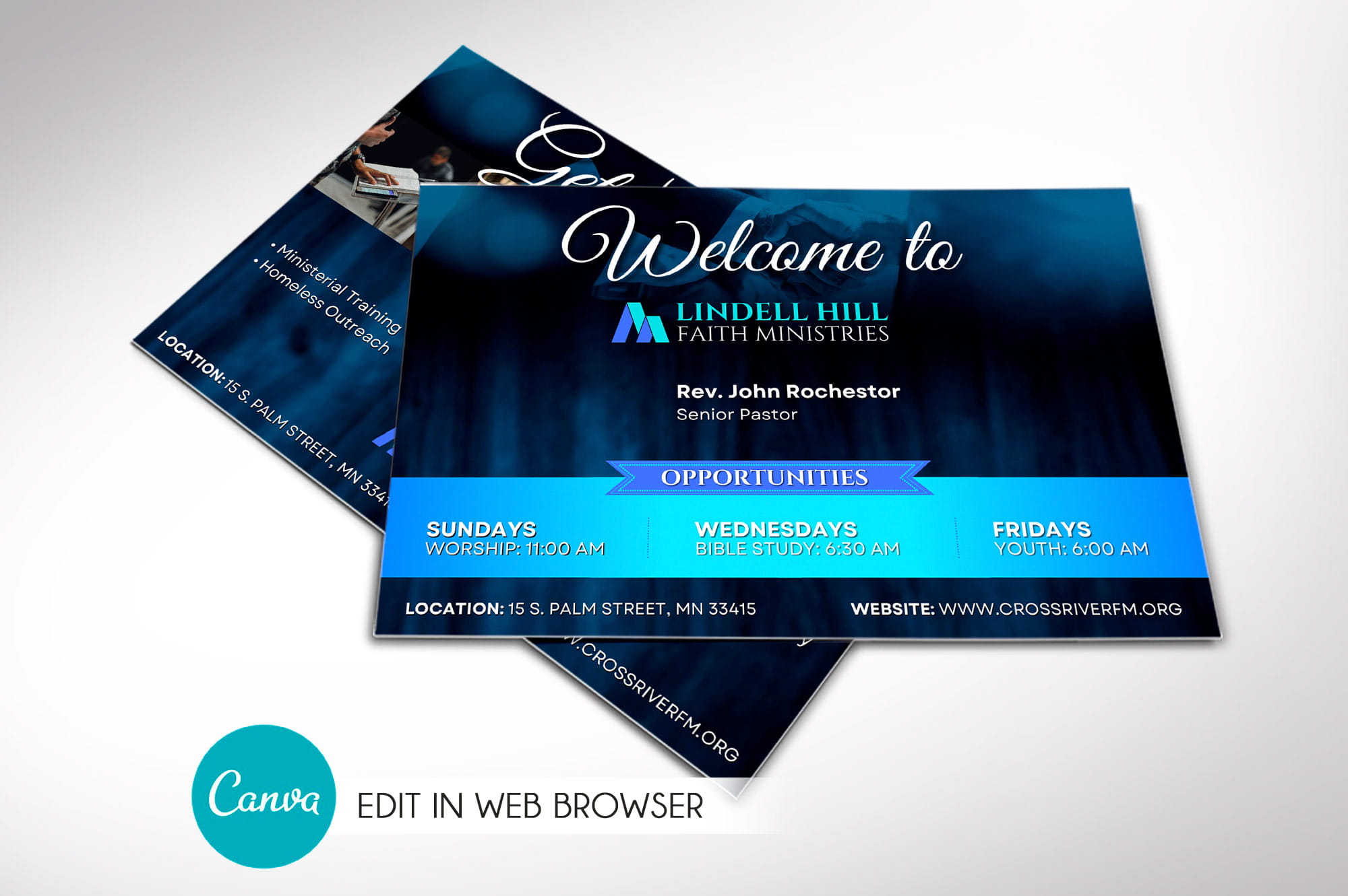 Church Welcome Card Canva Template Godserv Designs