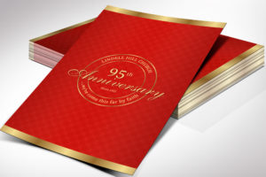 Gold Red Church Anniversary One Sheet Program Canva Template