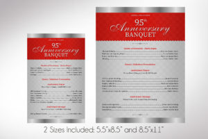 Silver Red Church Anniversary One Sheet Program Canva Template