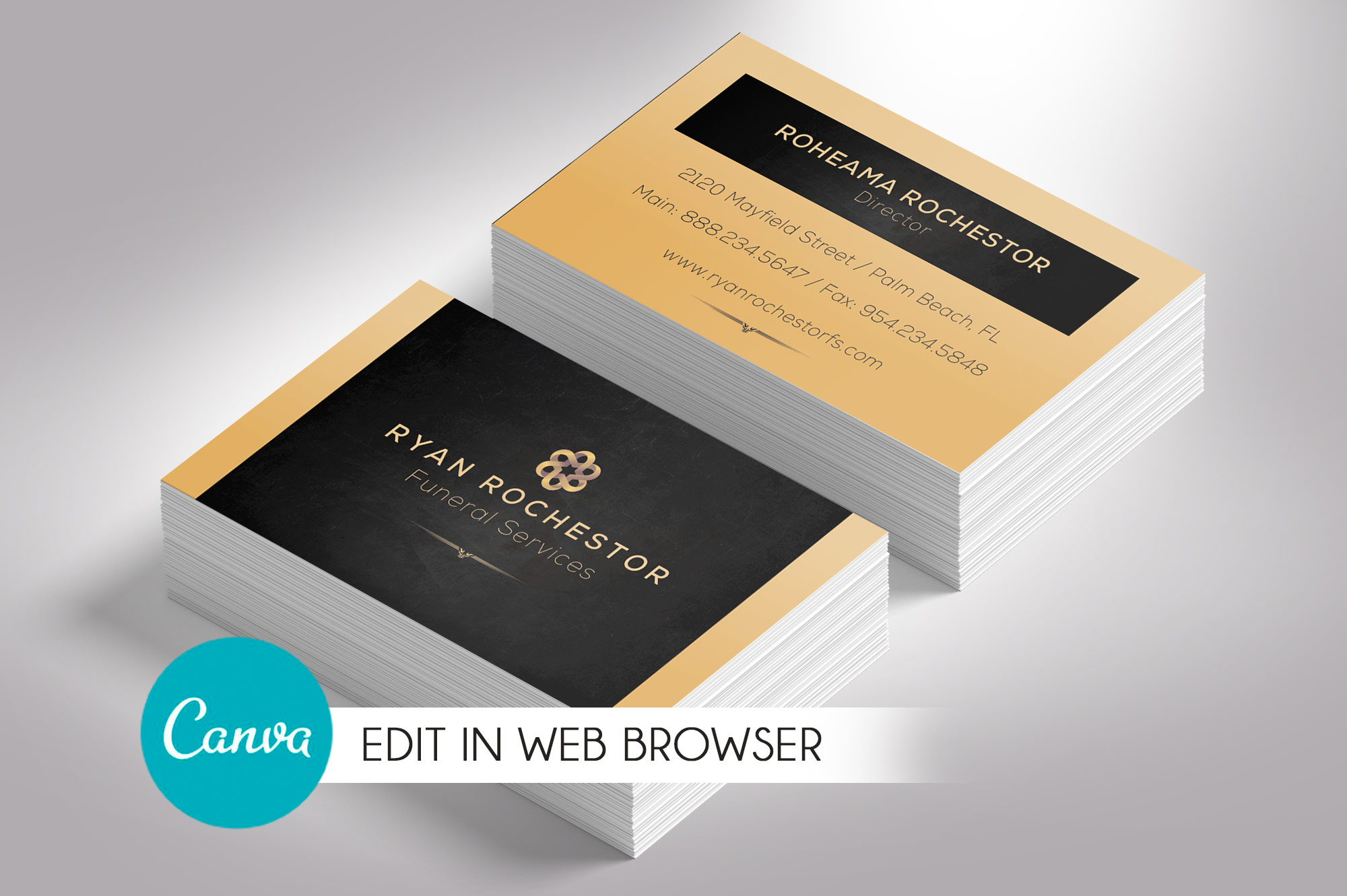 Funeral Services Business Card Canva Template