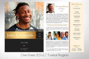 Remember Gold Funeral Program One Sheet Canva Template