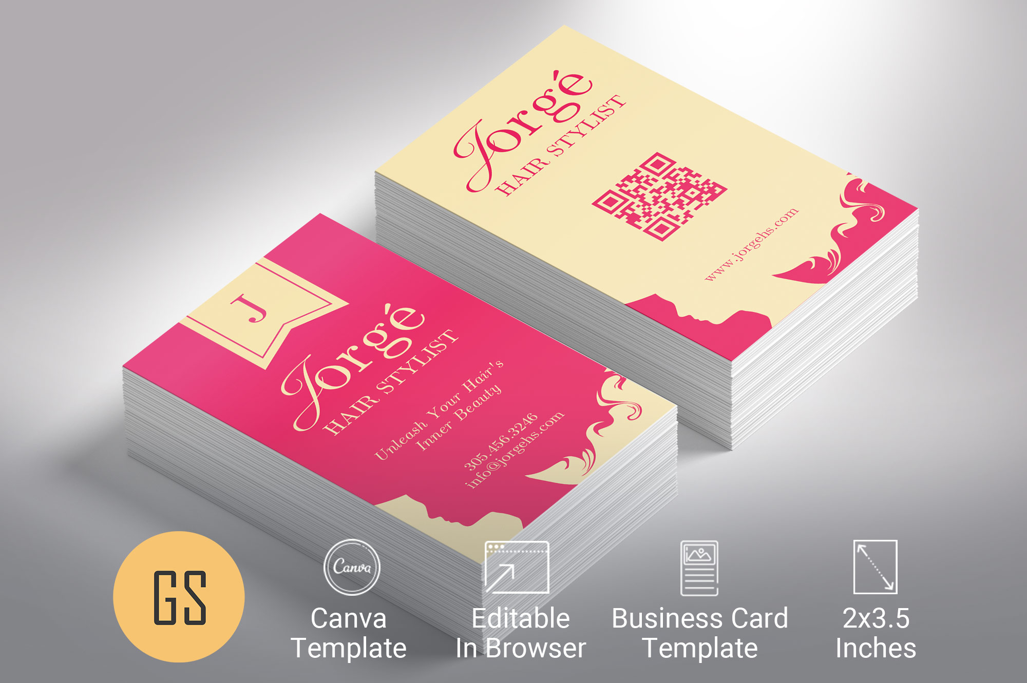 Hairstylist Business Card Template for Canva