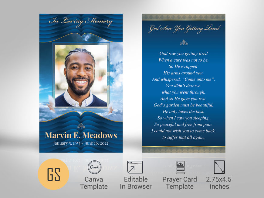 Loving Funeral Prayer Card Template for Canva