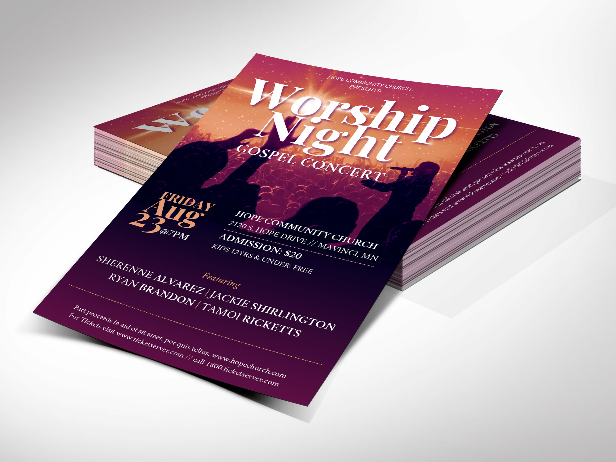 Worship Concert Flyer Template, Canva Template