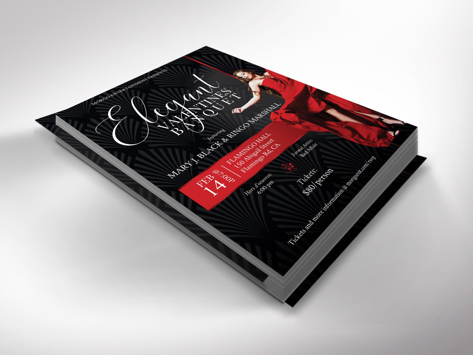 Elegant Valentines Day Banquet Flyer Template, Canva Template | Black and Red | Banquet Invitation, Party Invite