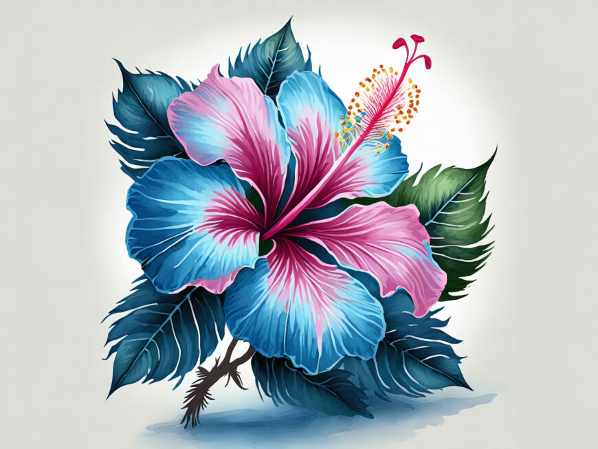 Hawaiian Hibiscus Flowers, Pink and Blue – Free