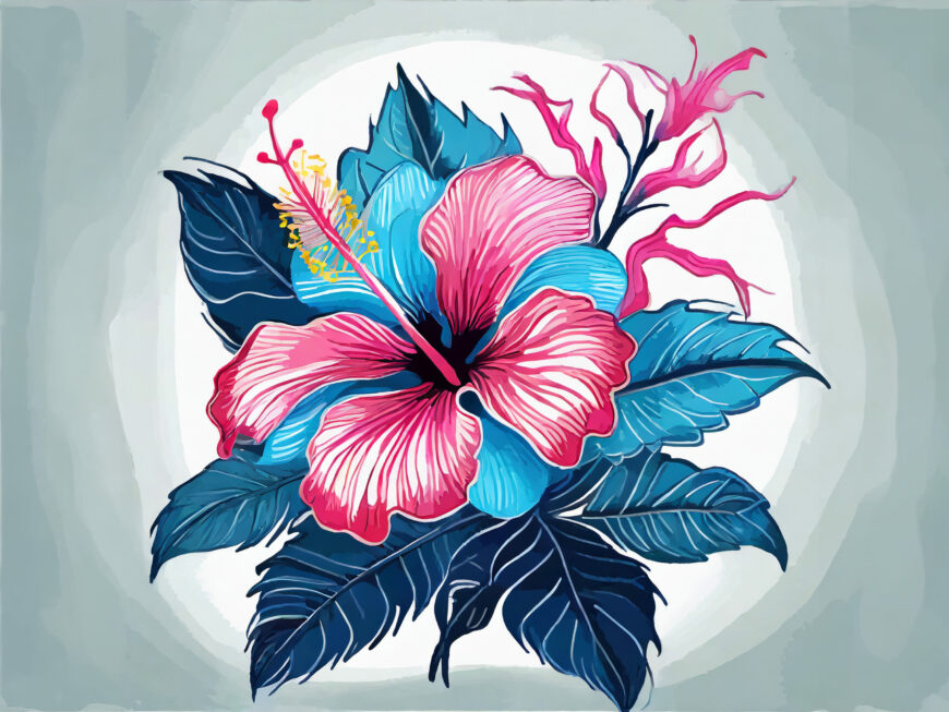 Hawaiian Hibiscus Flowers, Pink and Blue – Free