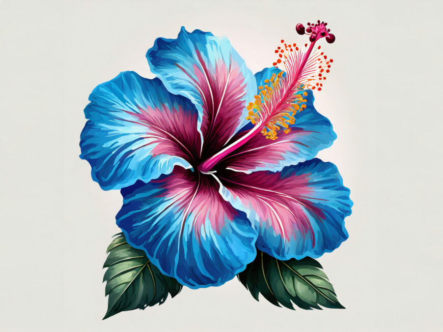 Hawaiian Hibiscus Flowers, Pink and Blue – Free