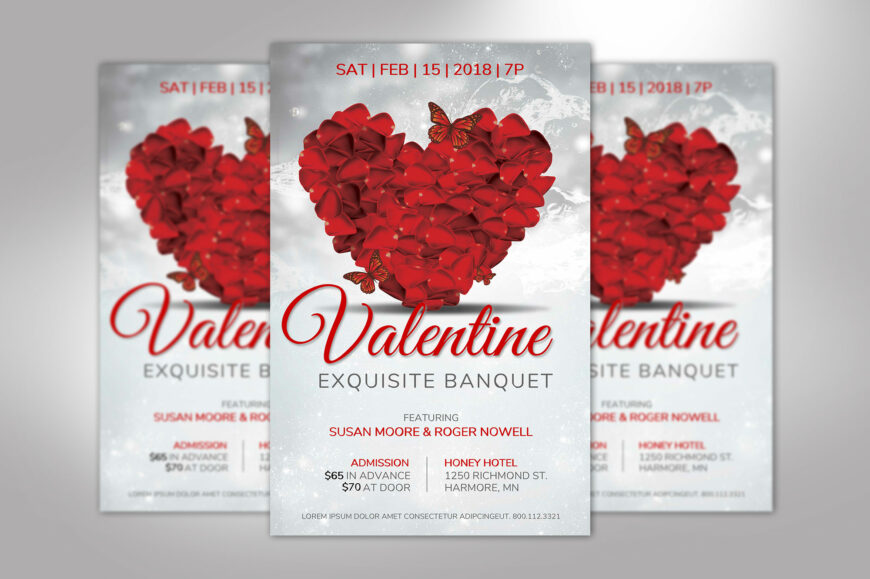 Petals Valentines Day Banquet Flyer Template