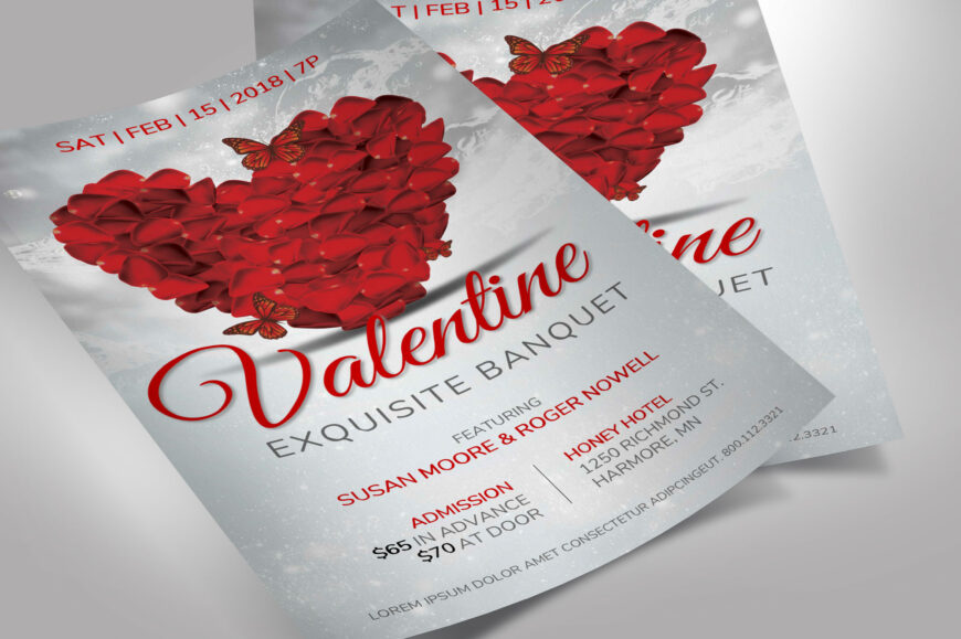 Petals Valentines Day Banquet Flyer Template