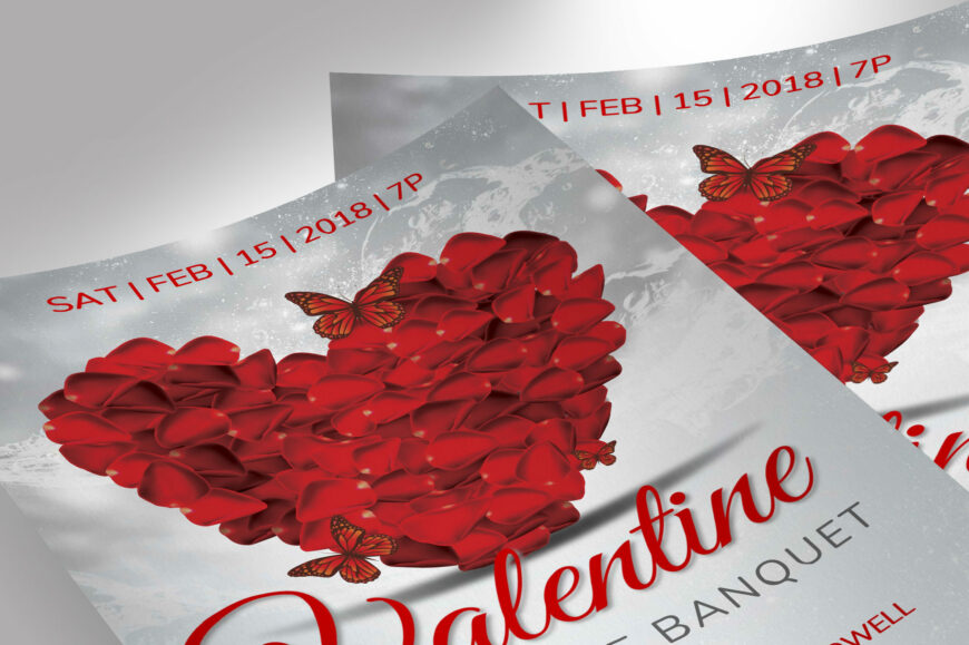 Petals Valentines Day Banquet Flyer Template