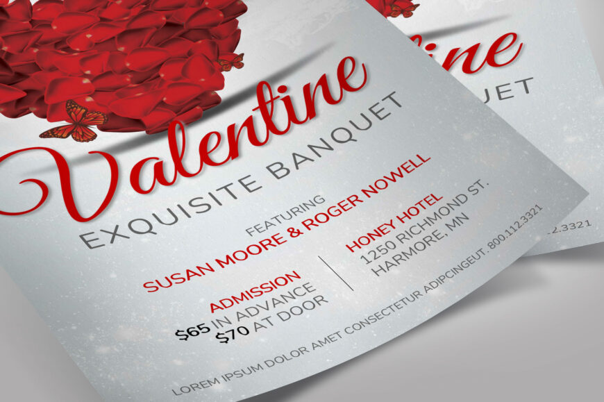 Petals Valentines Day Banquet Flyer Template