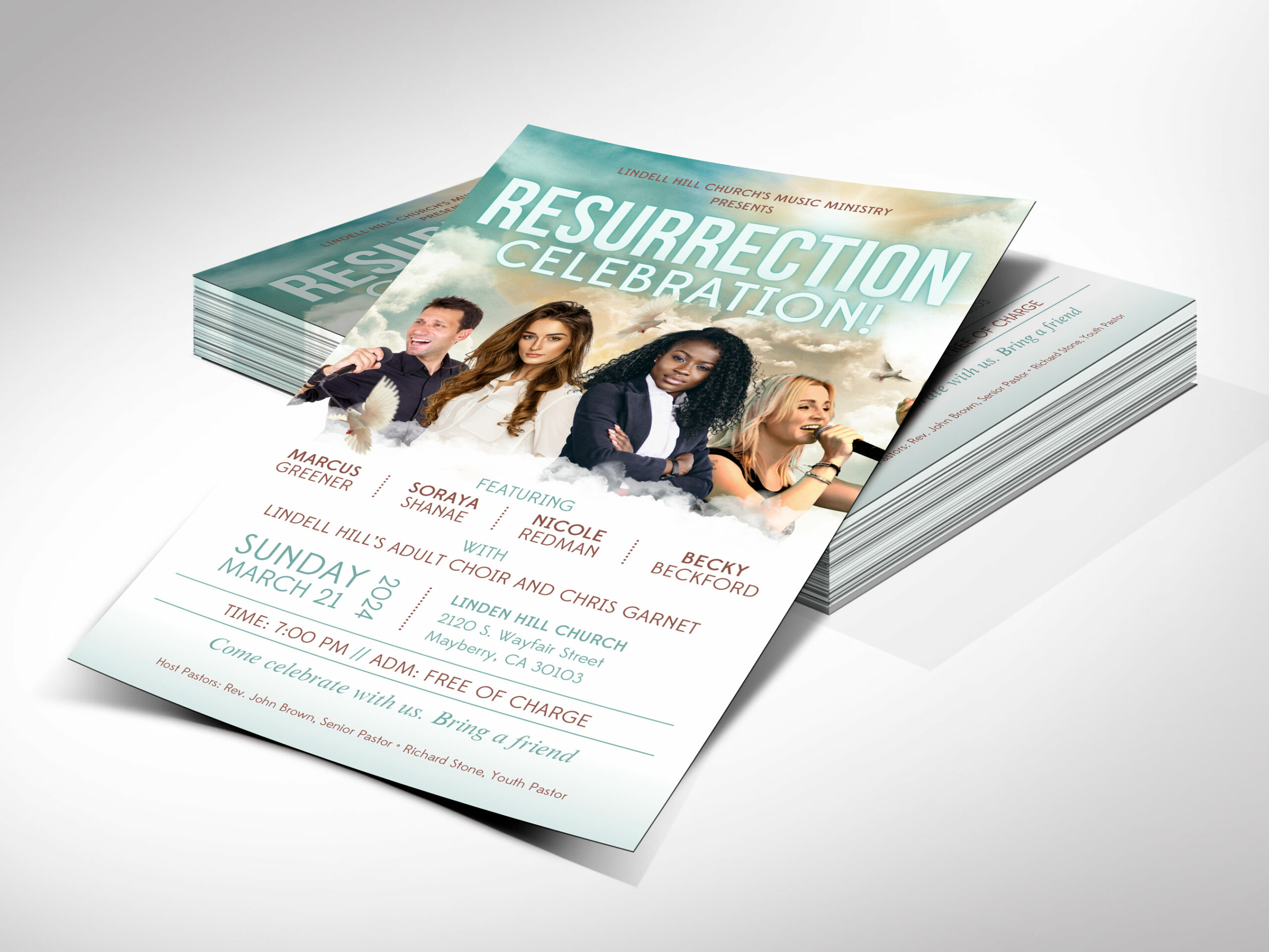 Resurrection Celebration Flyer Template for Canva, Print Size: 5.5x8.5 inches