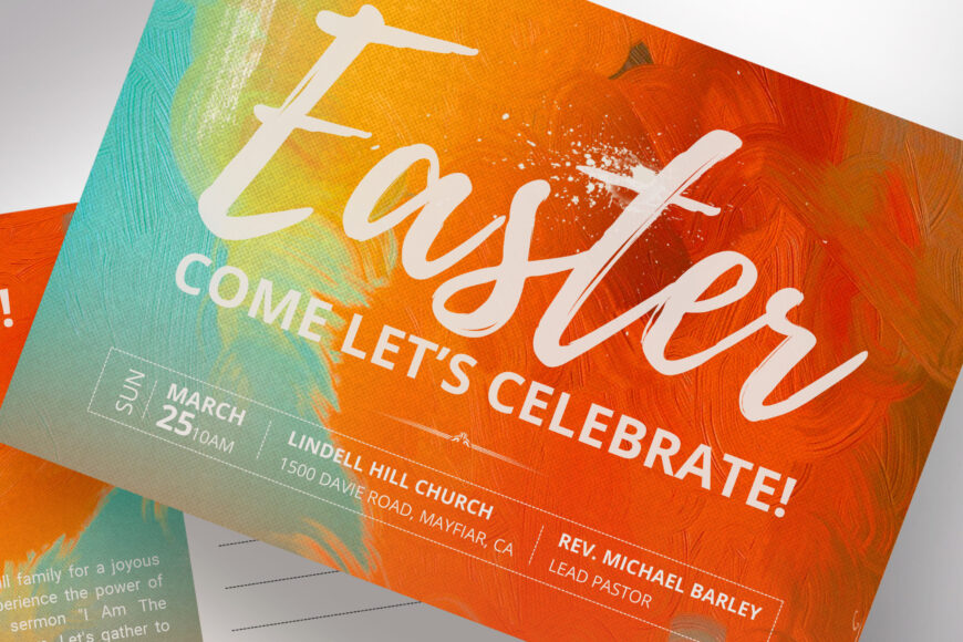 Easter Sunday Church Postcard Template