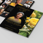 Yellow Rose Legal Funeral Program Template for Canva